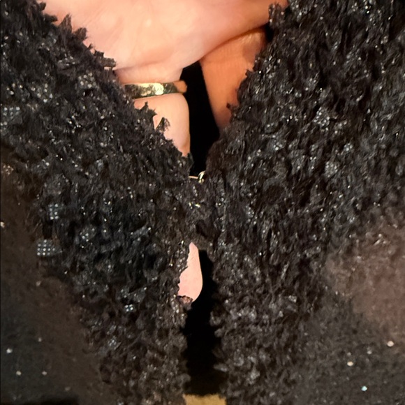 Lilly Pulitzer Amal Metallic Black Open Longer Cardigan rhinestone buttons XL - Picture 9 of 14